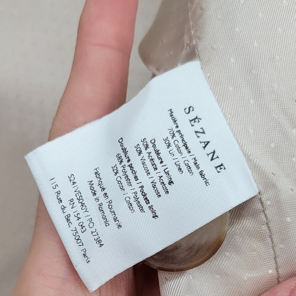 Sezane Paris Michele Jacket Blazer in a Pale Yellow Mottled Ecru Size 38 Medium - Picture 13 of 16